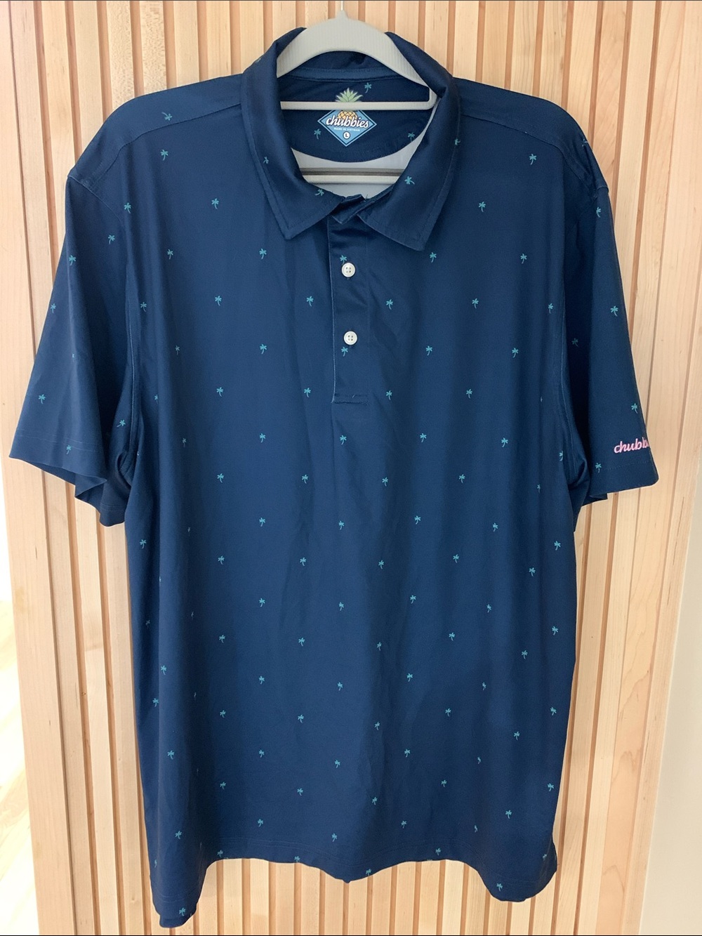 chubbies Navy Polo with Teal Palm Motif